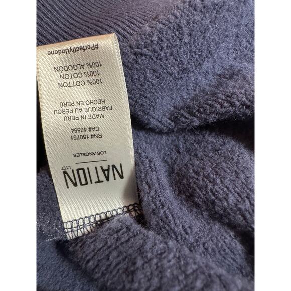 Nation Teddi Blue V Neck Sweatshirt Poplin Tiered Puff Sleeve Top M - Picture 7 of 8